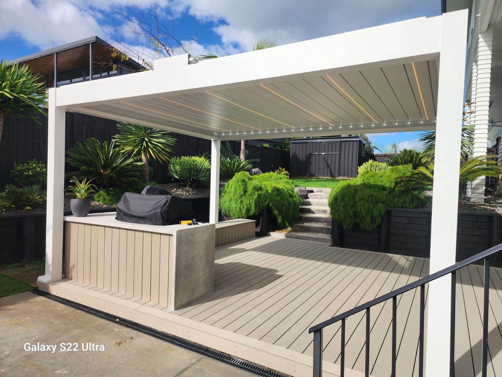 Craftsman working with timber for outdoor structure