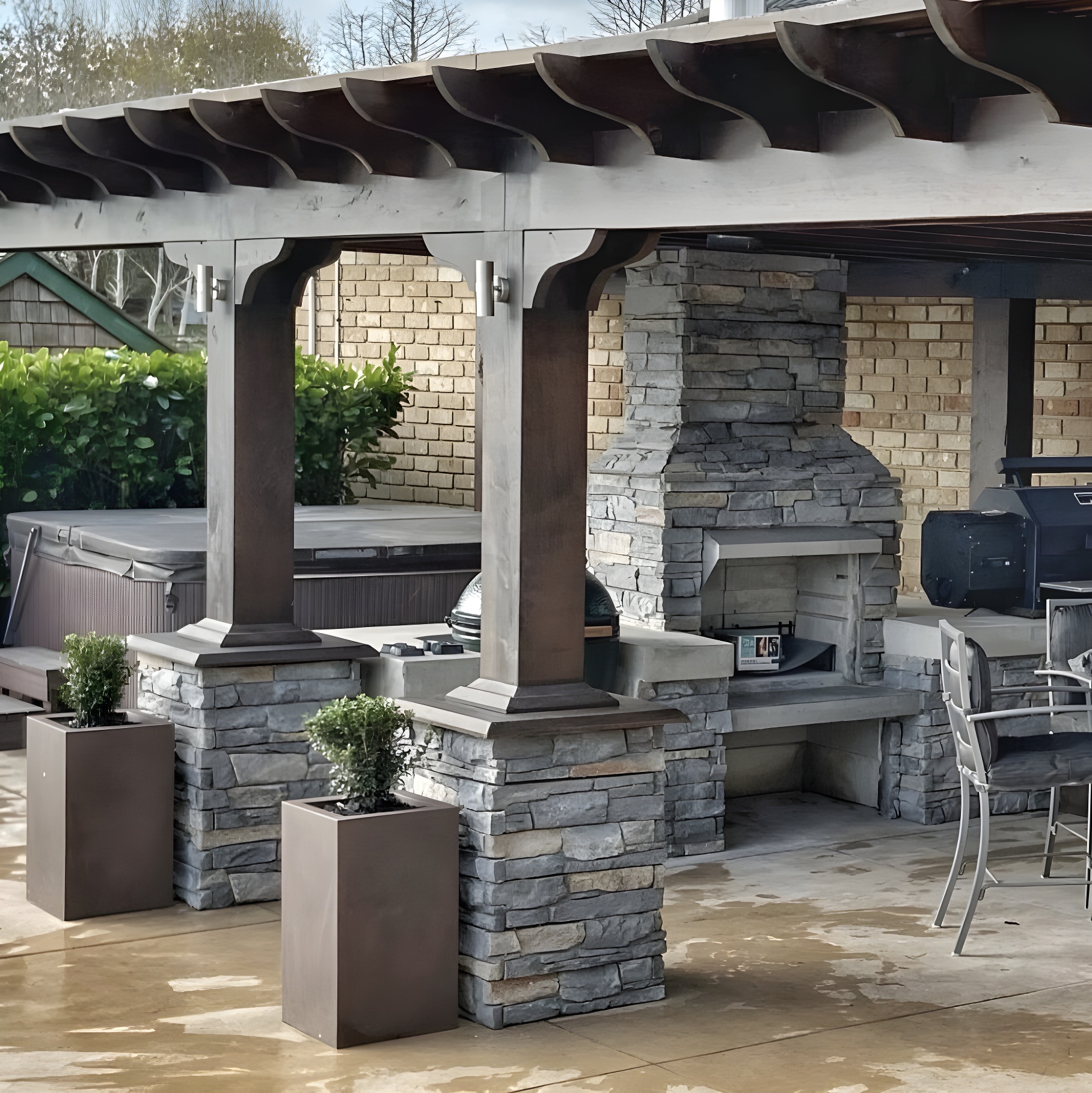 Professional outdoor cooking space